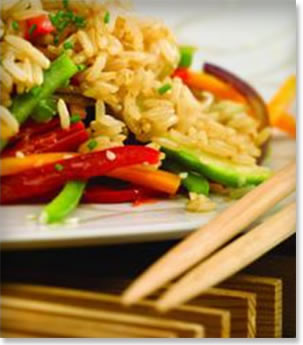 Wok de vegetales y arroz